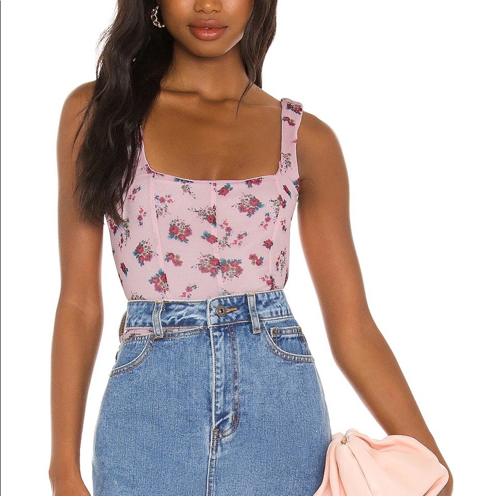 Revolve AFRM Cort Corset Summer Pink Bouquet Floral Small